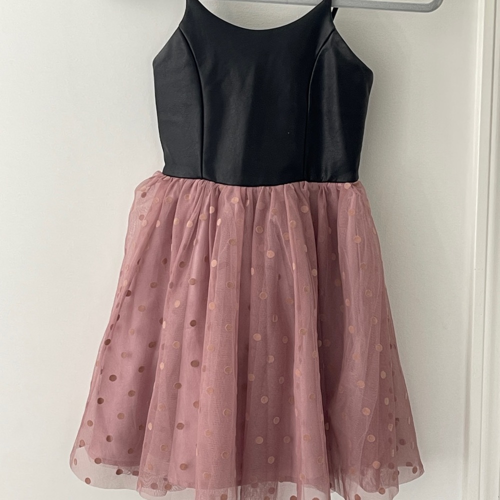 Zunie Black and Pink Polka Dot Formal Dress
